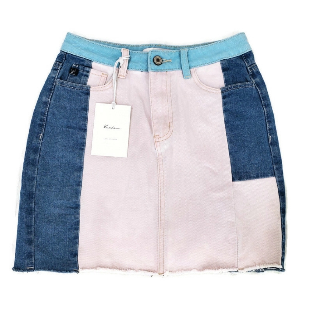 NWT Kancan Multicolor Denim Skirt Size XSmall Summer Mini Jean Skirt